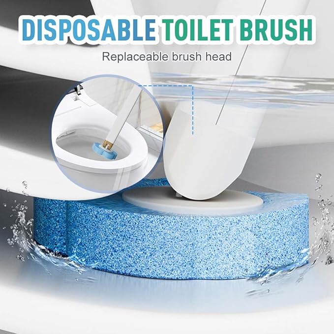 Disposable Toilet Cleaning System: Toilet Brush & Holder Kit with 18PCS Pre-Soaked Cleaner Wall-Mount Scrubbing Toilet Brush Bathroom Cleaning Kit (White)