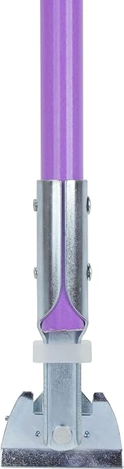 SPARTA 60" Fiberglass Dust Mop Replacement Handle with Clip-On Jaw Clamp Connector, Sliding Locking Collar, Commercial Floor Cleaning, Purple (Pack of 12)