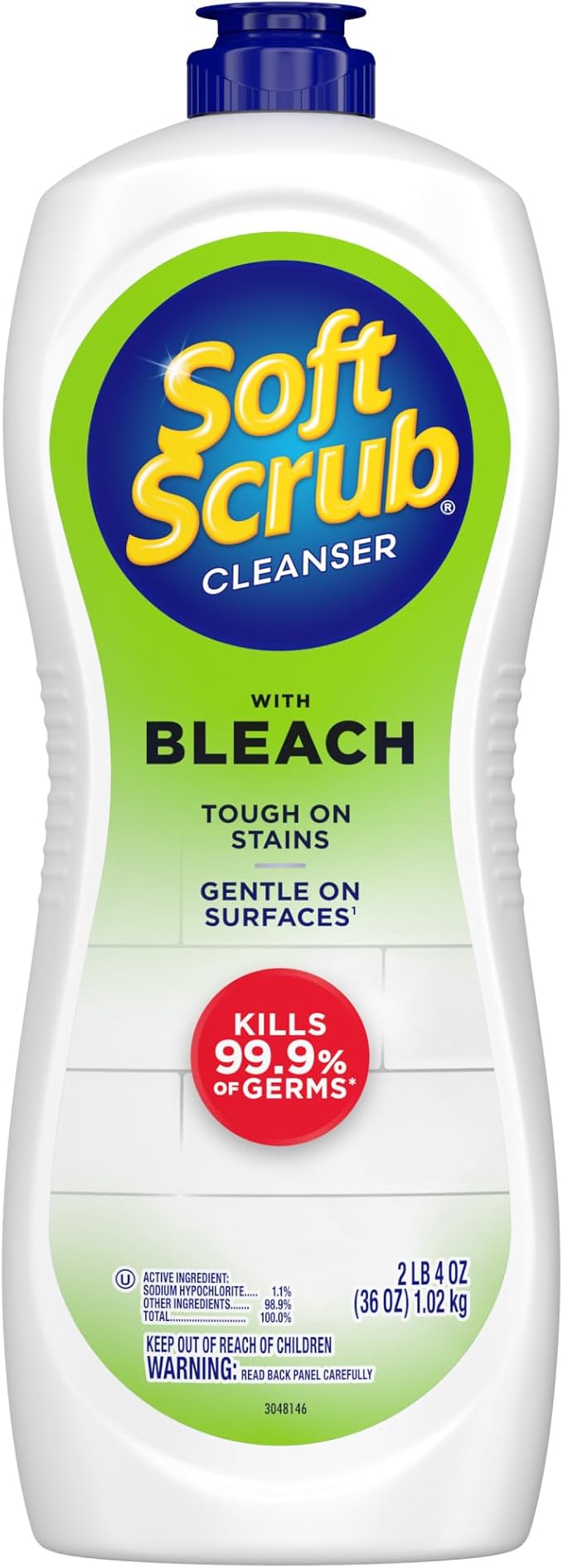 Soft Scrub Antibacterial Multi-Purpose Cleanser with Bleach Surface Cleaner, 36 Fluid Ounces