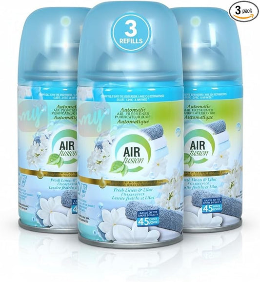 Automatic Spray Air Freshener Refill, Aerosol, Linen & Lilac, 5 Oz, 3 Pack (Linen & Lilac, 3 Pack)