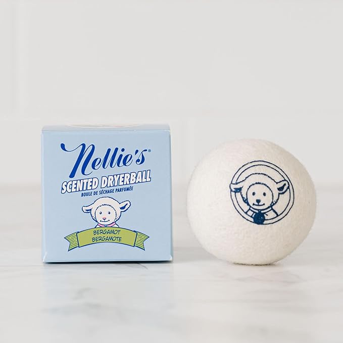 Nellie's Scented Wool Dryerball - Bergamot Scented - Made with 100% Pure New Zealand Wool and Lasts Approximately 50 Drying Loads - Silent in Your Dryer!