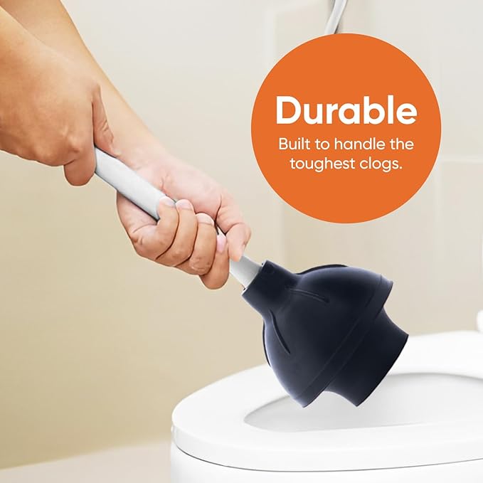 Superio Sink & Toilet Plunger with Toilet Bowl Brush and Holder Set - Dual-Purpose Drain Plunger with Mold-Resistant Rubber Head & Ergonomic Grip