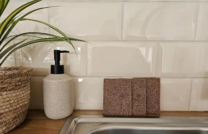 Kaidaa Set of 5 Natural Kitchen Sponges | 100% Coconut Coir Scrubber Sponge for Dishwashing | Eco Friendly, Non Toxic & Biodegradable Cleaning Sponges for Kitchen | Long-Lasting Dish Scrub Pads