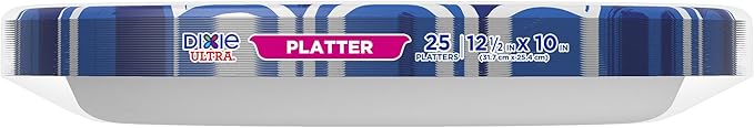 Dixie Ultra Disposable Paper Platters, 10" x 12.5", 25 Count – Durable, Sturdy Design