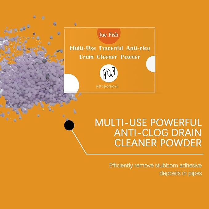 Drain Unclogging Cleaning Powder for Home Kitchen and Bathroom - Rapidly Dissolve Grease, Hair & Blockages, Easy-to-Use Formula(1PCS)