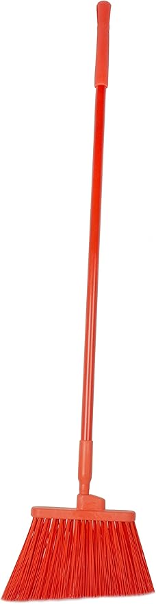 SPARTA 41083EC24 Plastic Color Coded Broom, Unflagged Bristles, Long Broom With Angled Head For Small Debris Cleaning, 56 Inches, Orange