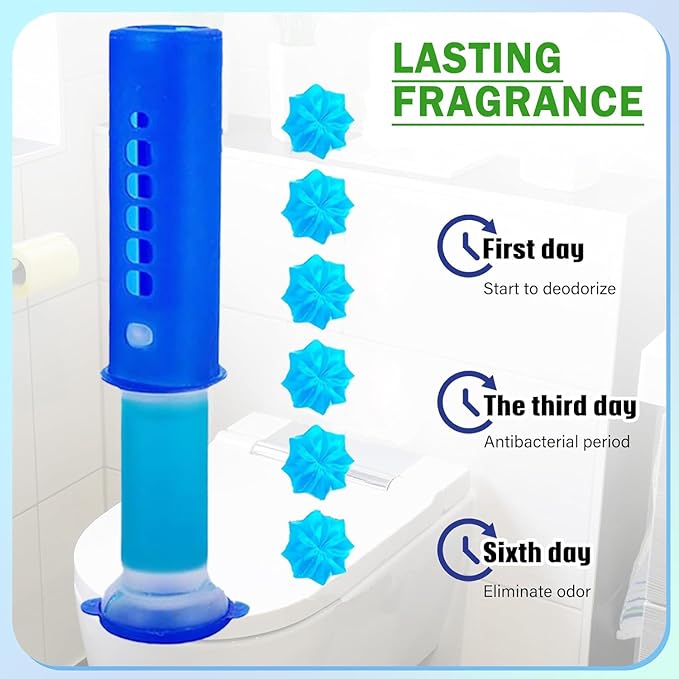 Solala 6 Packs Toilet Bowl Gel Stamp - Replacement Gel Toilet Bowl Cleaning Stamps Compatible with Scrubbing Bubbles, Stop Limescale and Rings, for Cleaning and Refreshing, 6 Pack with Dispenser