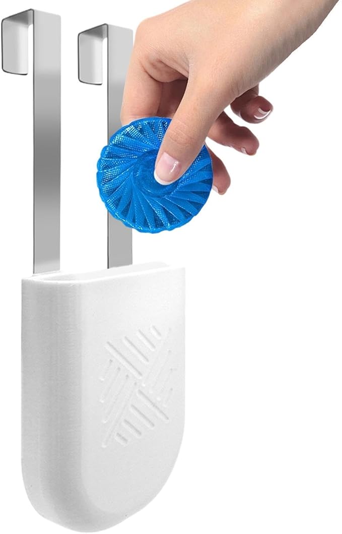 Toilet Tank Cleaner Tablet Holder - Organizer Shelf, 1 Piece Hanging Basket For Blue Blocks, Waterproof Metal Frame With Hook, Bathroom Supply, Caddy For Cisterns, Cubicles And Lavatories