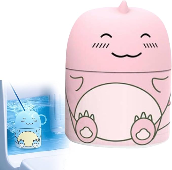 Cute Dinosaur-Shaped Toilet Bowl Cleaner Bottle, Toilet Cleaner & Toilet Deodorizer Wonder, Bathroom Toilet Tank Cleaner with Ocean, Jasmine, and Peach Scent, One Bottle Lasts for 90 Days (Pink)