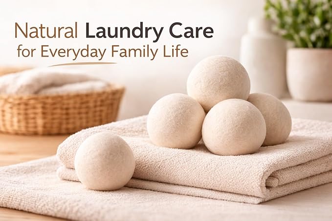 Wool Dryer Balls 6 Pack, 100% New Zealand Wool, Reusable Dryer Balls for Laundry, Natural Fabric Softener, Helps Reduce Drying Time, Wrinkles & Static Cling, 2.6 Inch