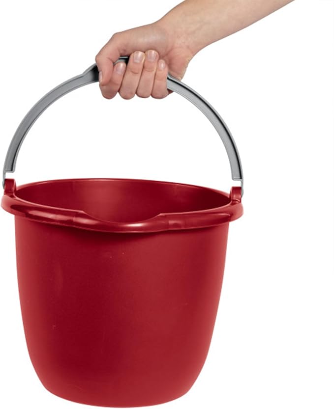 Sterilite 10 Qt Spout Pail with Handle, Bucket for Household Cleaning, Washing the Car, and Mopping, Spout to Easily Pour Water, Red, 12-Pack