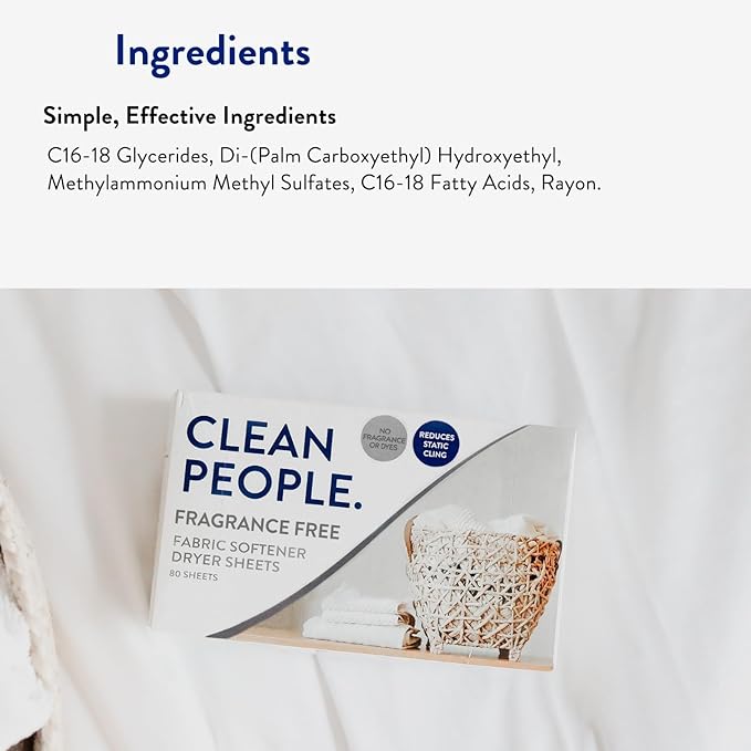 The Clean People Fabric Softener Sheets - Dryer Sheets - Softens & Removes Static Cling - Vegan Laundry Softener, Essential Oils - Fragrance Free 360 Pack
