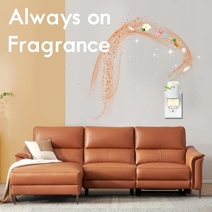 Plug In Air Freshener Refills - Hawaiian Scented, Wall Plug In Refills, 6 Pack (3.96 Fl Oz), Compatible with Air Wick & Glade, Not Include Glade Plus, for Bathroom, Bedroom, Office
