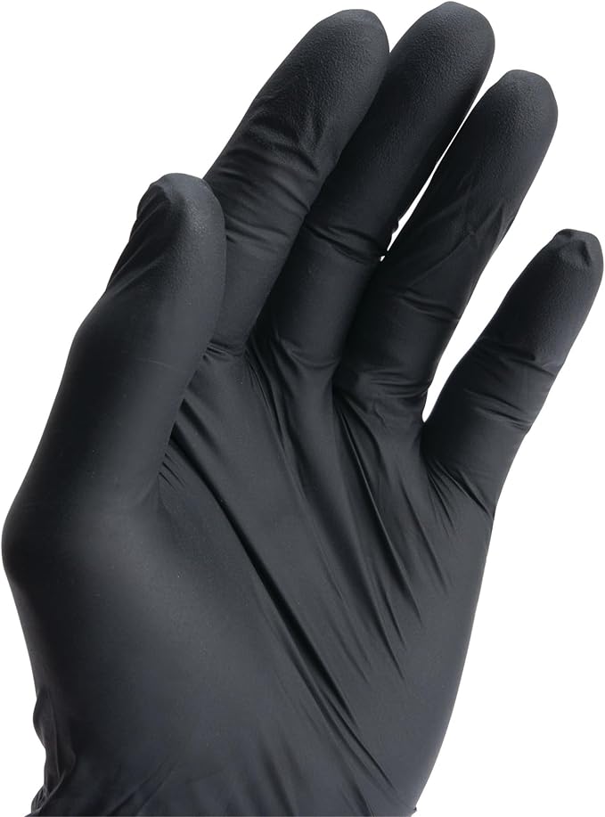 Performance Tool W89013 Black Nitrile Gloves | Disposable, Powder Free, latex rubber free, Textured Fingertips for Better Grip , X-Large | 100pc