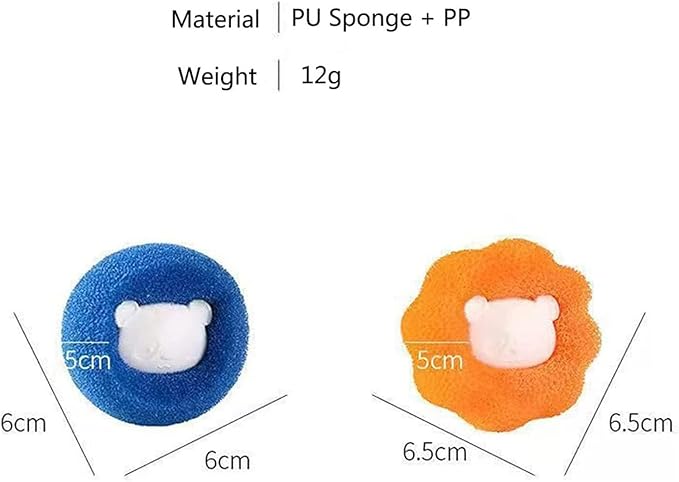 10 Pcs Box-Packed Pet Hair Remover for Laundry, Laundry Pet Hair Catcher, Washing Machine Hair Catcher, Washing Balls Dryer Balls for Clothing Dog Cat Pet Fur Remover（Orange+Blue）