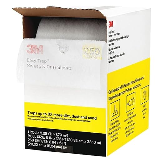 3M Easy Trap Sweep and Dust Sheets, 1 Roll of 60 8" x 6" Sheets, Disposable Easy Sweep Floor Duster, Picks Up 8x More Dirt, Dust, Sand, Hair, Works on Dry or Wet Surfaces, Hardwood Floors, 59152W