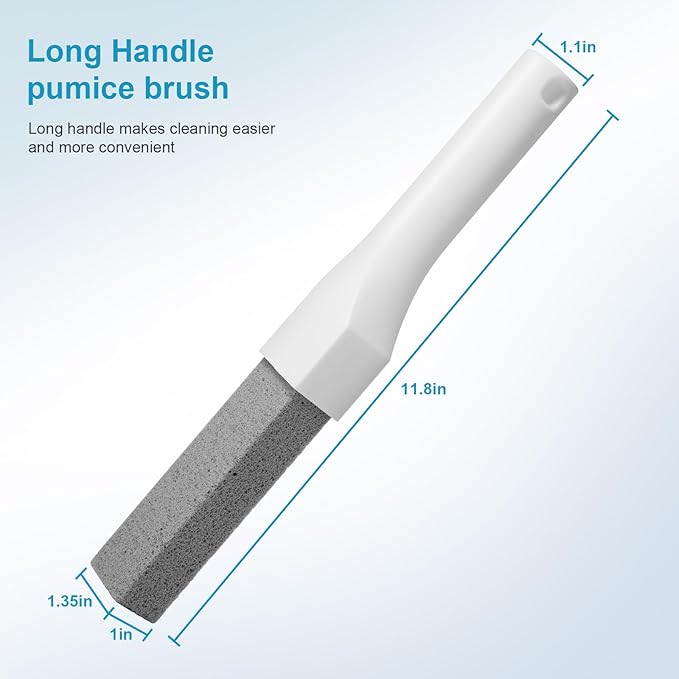 8 Pack Pumice Stone Toilet Bowl Cleaner with Long Handle - Replaceable Toilet Pumice Stone, Equipped with 2 Handles and 8 Floating Stones for Cleaning Toilets, Bathtubs, Grills, Swimming Pools, Sinks