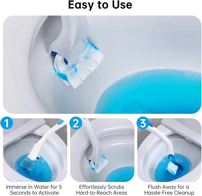 24 Pack Flushable Refills Compatible with Scrubbing Bubbles Toilet Bowl Brush, Disposable Cleaner Refills Pads for Scrubbing Bubbles Toilet Wand, Toilet Brush Refill Accessories (Only Pads)