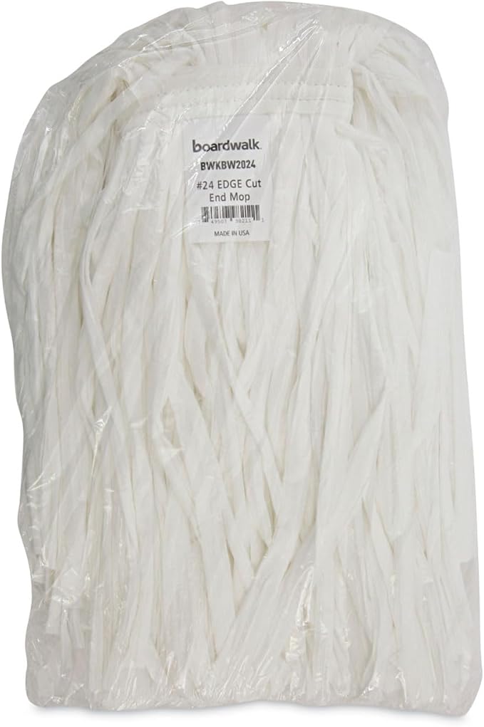 Boardwalk Nonwoven Cut End Edge Mop, Rayon/Polyester, #24, White, 12/Carton
