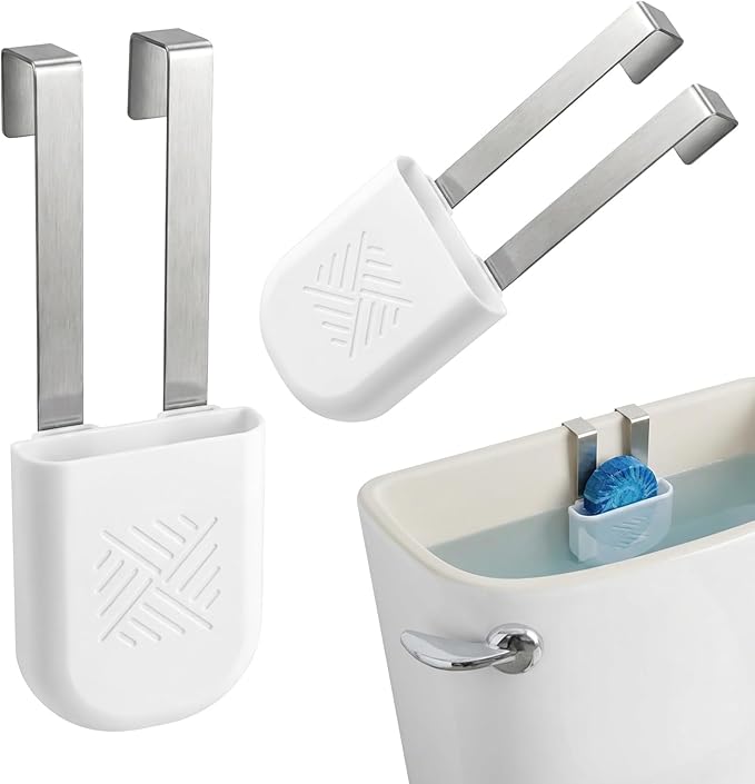 2 Pcs Toilet Tank Cleaning Tablet Holder, Hanging Toilet Tank Cleaner Caddy, Bleach Tablet Bracket, Bowl Cleaner Carrier for Polluting Water Tank, 7.6'' x 2.7'' x 1.57'' (COLOR:White)