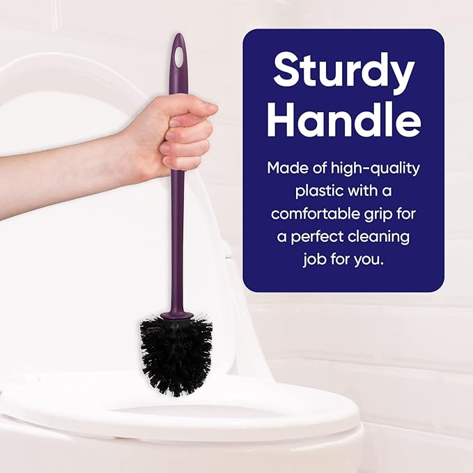 Toilet Brush Cleaner and Holder Purple Toilet Bowl Cleaner Brush with Scrubbing Wand, Brush and Storage Caddy for Easy Bathroom Cleaning