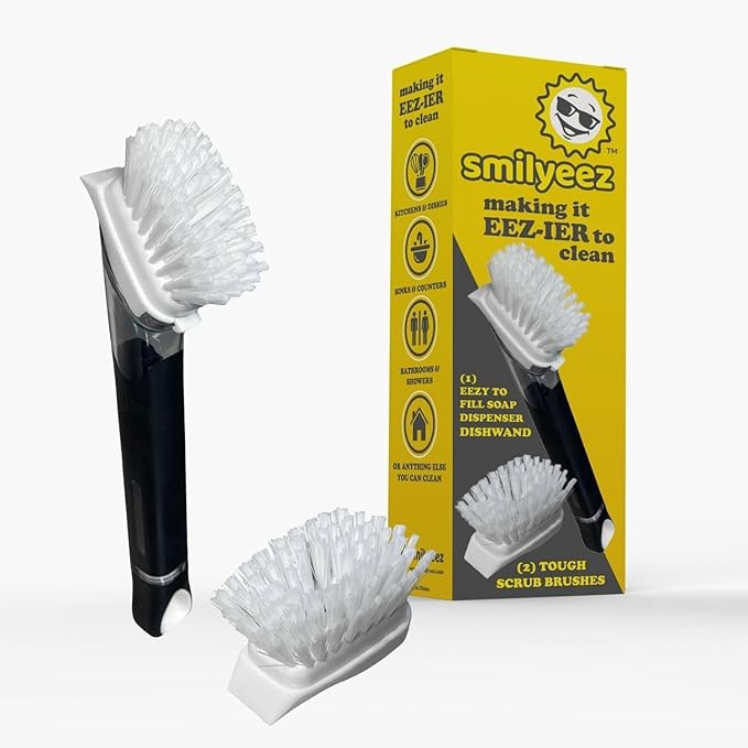 The Original Smiling Handle with Soap Dispensing by Smilyeez for The Smiling Sponge & Smilyeez Dishwand Combo (Black)