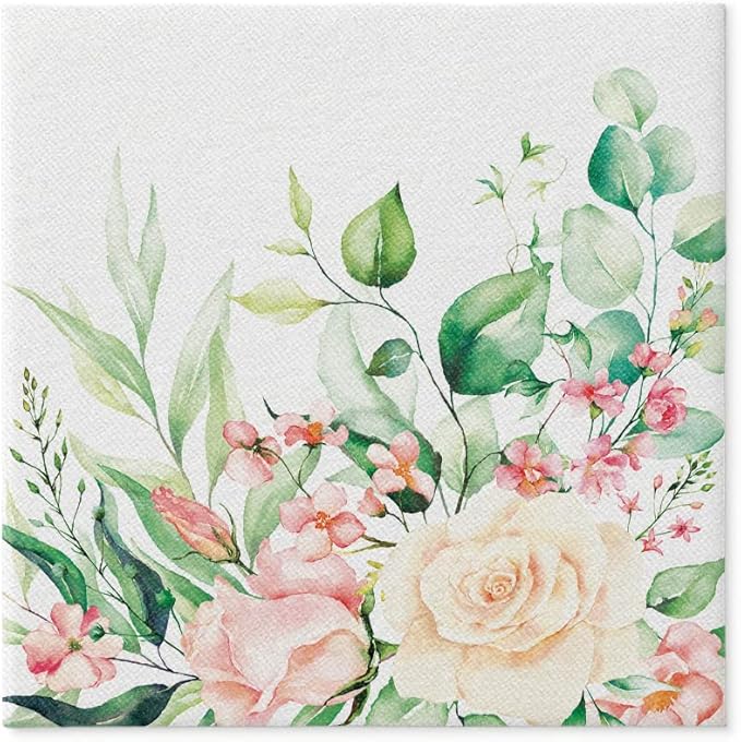 PAW - 50 Pieces Linen-Feel Paper Paper Napkins 16" x 16", Disposable Cloth-Like Napkins with Floral Design, Dinner Napkins for Party, Wedding, Barbecue, Picnic