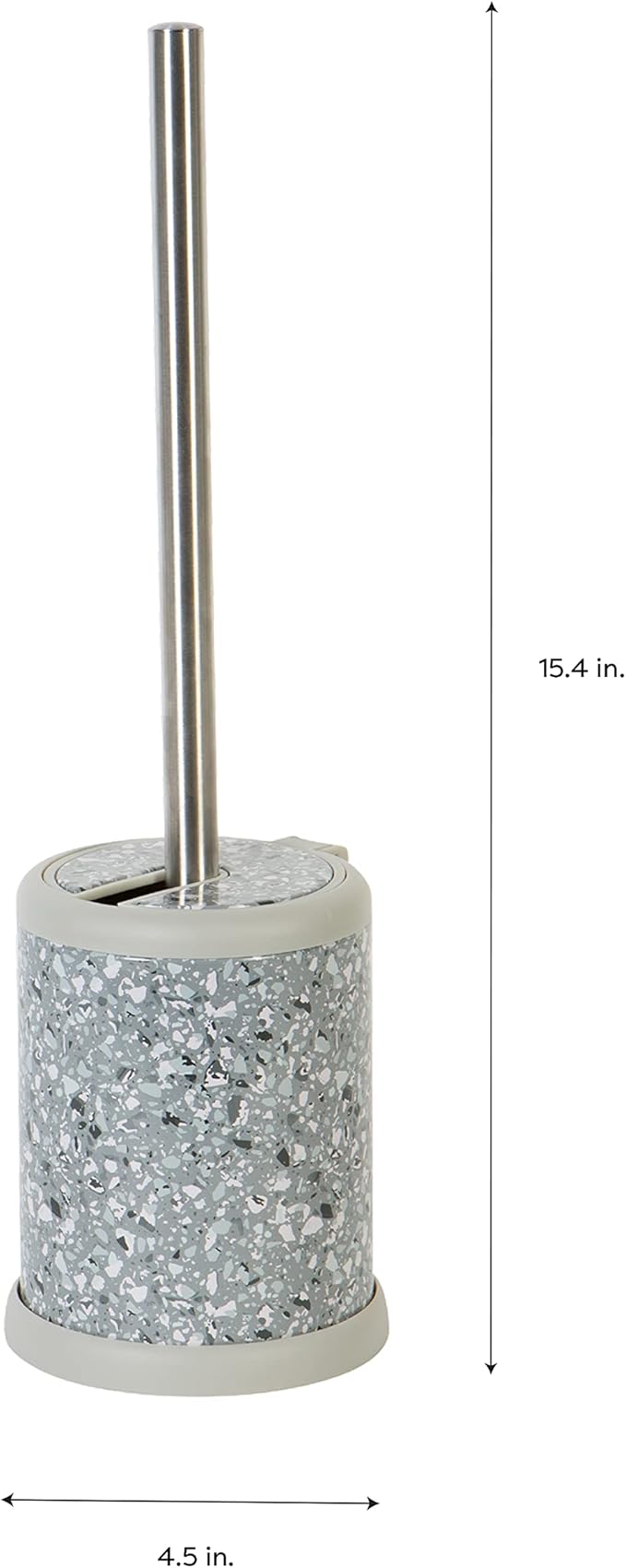 Bath Bliss Toilet Brush and Holder | Self Closing Lid | 360 Degree Brush Head | Bathroom Cleaning | Compact Size | Storage and Organization | Terrazzo grey with pink speckles