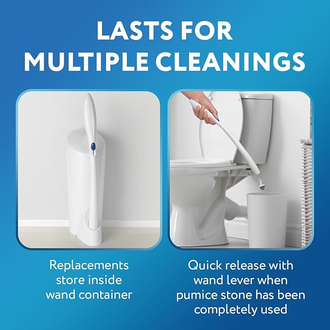 Impresa 6-Pack Pumice Stone Toilet Bowl Cleaner Refill Heads - Compatible with Clorox Toilet Wand Refills - Reusable Natural Stone Scrub Heads for Tough Stains