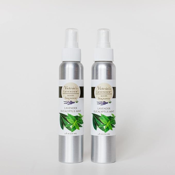 Victoria's Lavender Room Fragrance Spray - Natural Air Freshener & Odor Eliminator, Luxury Essential Oil for Home & Bathroom, Aromatherapy, Ideal Holiday Gift, Lavender Eucalyptus Mint - 2 Pack, 4 oz