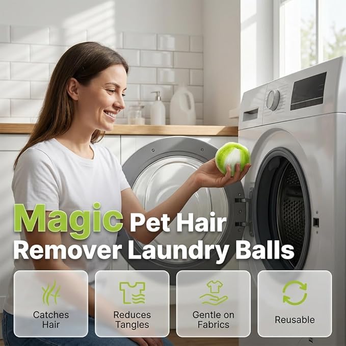 Pet Hair Remover for Laundry, 2026 Reusable Dog & Cat Hair Remover, Efficient Debris, Hair Cleaner, Pet Hair Catcher for Clothes, Bedding, Washing Machine Hair Catcher (Blue 4pcs)