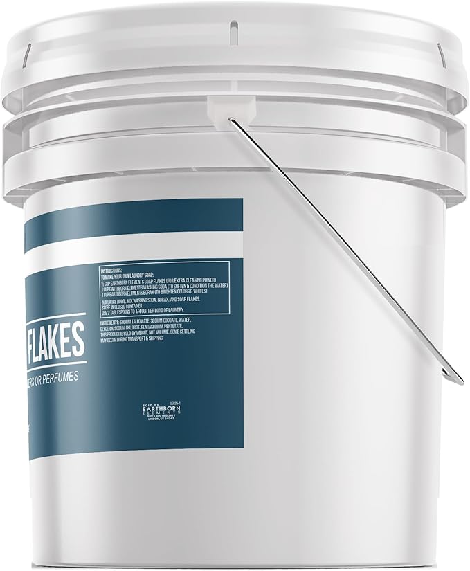 Earthborn Elements Soap Flakes 3.5 Gallon Bucket, Homemade Laundry Detergent, Tallow-Based, Unscented