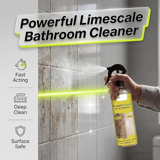 Powerful Oxalic Acid Cleaner, 2026 New Oxalic Acid Cleaner for Bathroom,120ml, Spray Bottle, Suitable for Cleaning Bathrooms, Toilets, and Floors (2PCS)