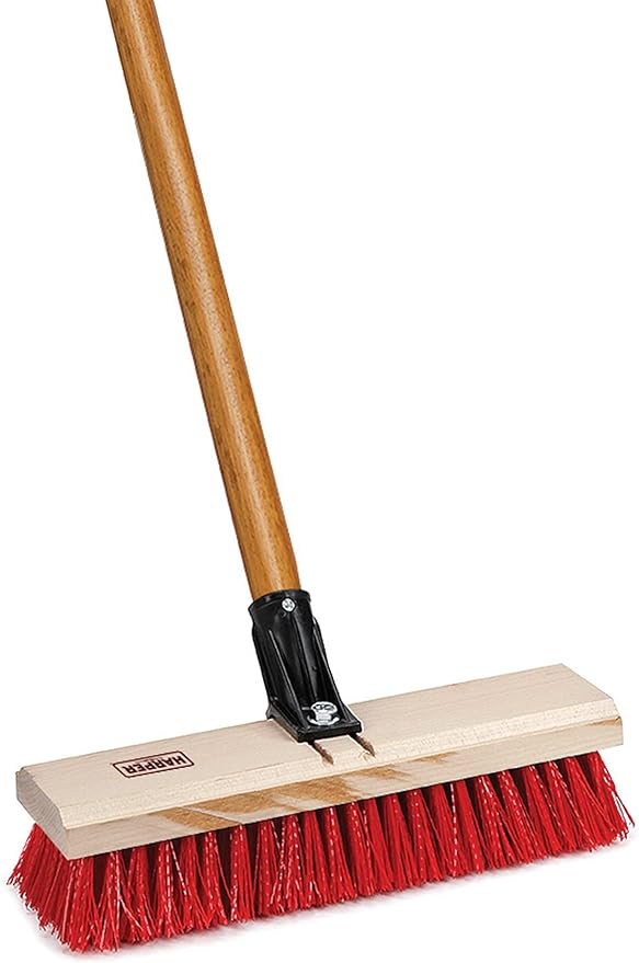 Harper 37518100 Deck/Patio Cleaning Set with 60 in. Handle Deck Brush, Heavy Duty Corn Broom, Scrubbing Brush and Long Reach Scrubbing Brush