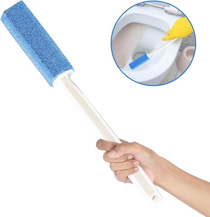 Toilet Cleaning Blue Pumice Stone with Extended Reach Handle – Effortless Shine for a Pristine Bathroom!