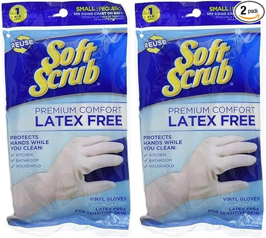 Soft Scrub Vinyl Cleaning Gloves L White – Latex Alternative for Dish – Rubber for Kitchen Gloves – Household Essentials Cleaning Tools – Pack of 2