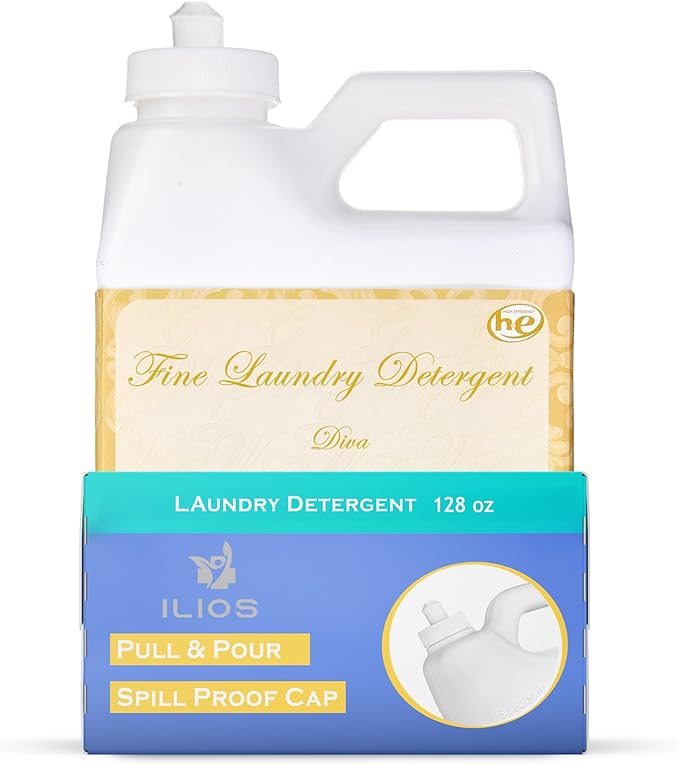 Diva Wash Laundry Detergent – Premium Diva Laundry Detergent with Vanilla and Patchouli Scent – Long Lasting Phosphate-Free Scented Wash Liquid, Spill-Proof Pull & Pour Cap, 128 oz – Ilios Packaging