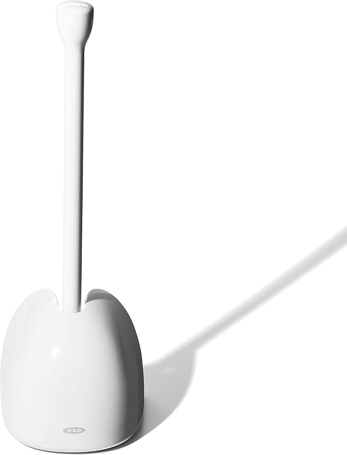 OXO Good Grips Compact Toilet Brush & Canister (White) and OXO Good Grips Toilet Plunger with Cover (White)