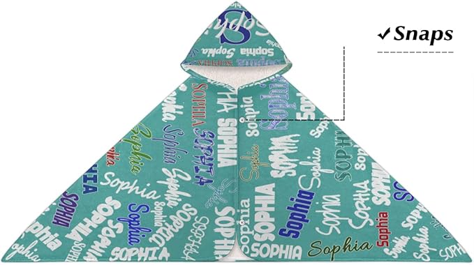 Custom Name Hooded Towels Bath Towels for Kids Toddler Infant Absorbent Bath Shower Gifts for Boy and Girl 24 x 50 Inch, Medium Turquoise Color