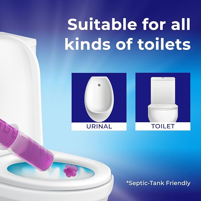 Toilet Gel Stamp, 5 Pack (Total 40 Stamps, Up to 1-Year Supply) Toilet Bowl Freshener, Long Lasting Toilet Cleaners Gel for Bathroom Odor Control (Lavender)