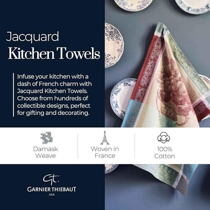 Garnier Thiebaut Piment D'Espelette Epices French Jacquard Kitchen Towel 22"x30", 100% Cotton