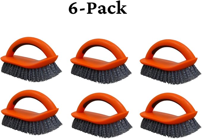 IMUSA USA (6 Pack) Multipurpose Orange Brush w/Dual Tone Bristles (White & Grey)