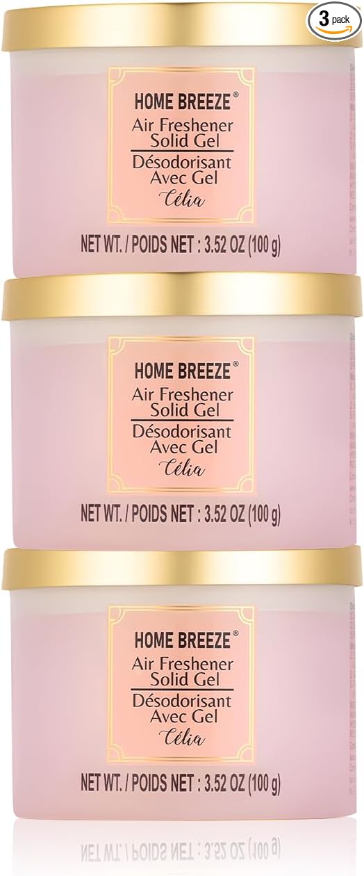 Air Freshener Solid Gel, 3 pk, 3 kinds of Designer Fragrances Air Freshener for Home, Eliminates Odors in Bathrooms, Kitchen, Pet Areas, Boats, RVs & Cars (Celia)