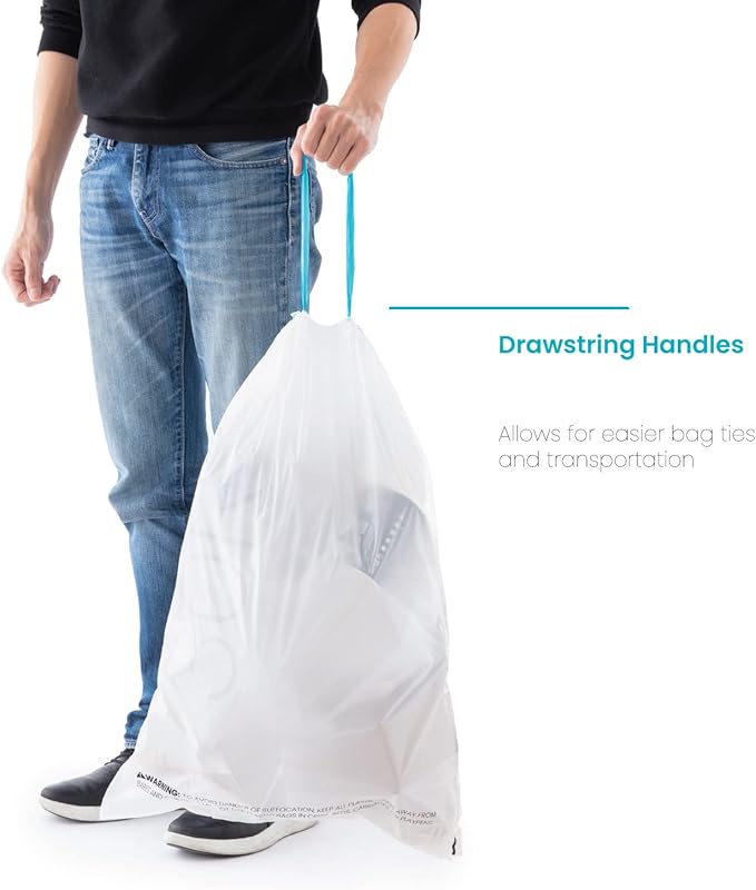 Home Zone Living 8 Gallon Kitchen Trash Bags with Drawstring Handles, Heavy Duty Custom Fit Design for 30 Liter Dual Recycling Liners, Code 30R, 60-Count
