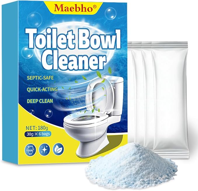 Toilet Cleaner Foam- Self Activating Cleaning Powder, Septic-Safe Powerful Foaming Toilets Bowls Cleaner, Deep Cleaning (6 Bags Each 30g)