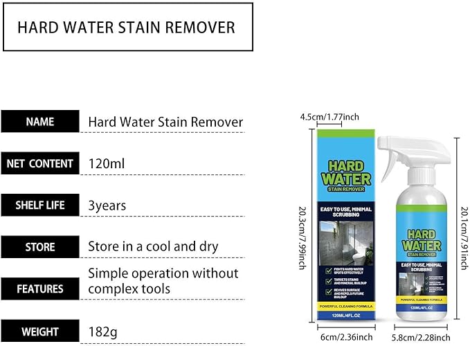 Hard Water Remover – Limescale Cleaner Spray, Glass Shower Stain Eliminator, No Rinse Formula | Long Lasting Protective Coating Solution For Bathroom Surfaces Care