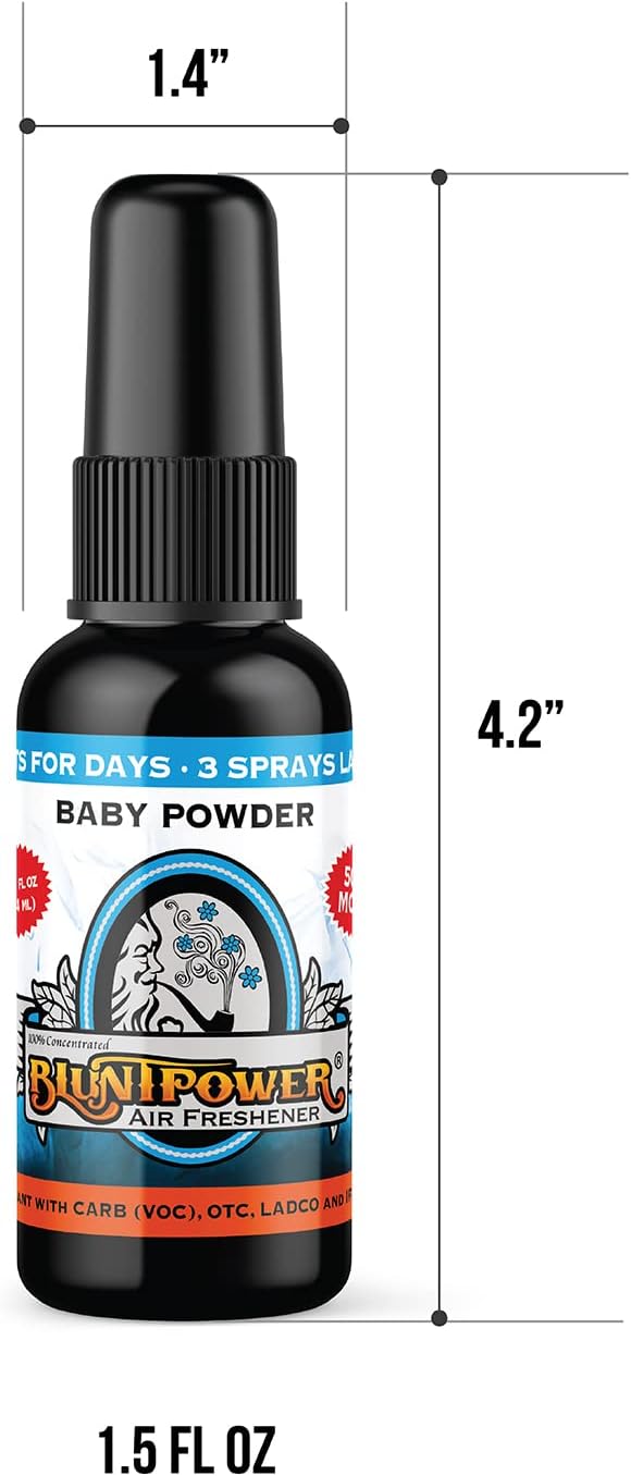 BluntPower (Baby Powder, 3 Pack) Concentrated Air Freshener - Premium Oil Based Air Freshener Spray For Home and Car - Long-Lasting Bathroom Spray, Car Freshener, & Odor Eliminator Spray