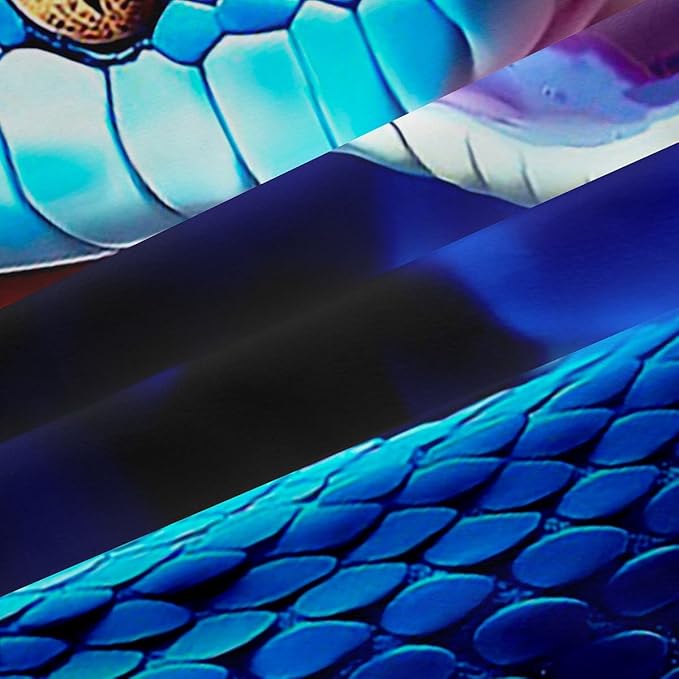 Snake Shower Curtain Set for Boys Girls,Blue Little Dragon Reptile Waterproof Shower Curtain Youth Man,Exotic Tribe Tropical Desert Wildlife Bath Curtain,Serpentine Bathroom Accessories 72" Wx84 L