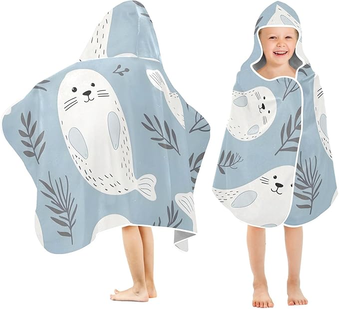 SUABO Kids' Bath Towels Dolphin and Grass Hooded Towels for Boys Girls,Toddler Towels Multi-Purpose for Beach,Pool and Bathroom,23.5" x 50", Soft and Highly Absorbent