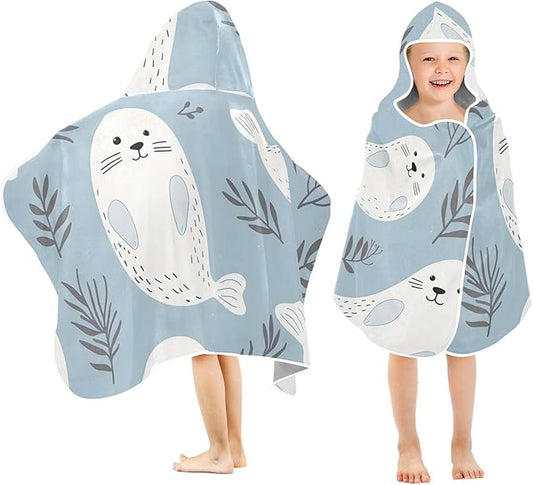 SUABO Kids' Bath Towels Dolphin and Grass Hooded Towels for Boys Girls,Toddler Towels Multi-Purpose for Beach,Pool and Bathroom,23.5" x 50", Soft and Highly Absorbent